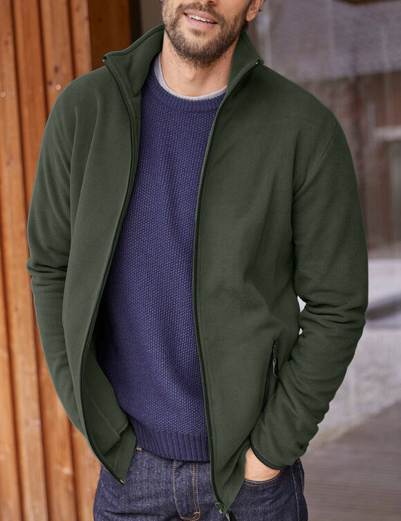 Blouson zippé maille micropolaire (kaki)