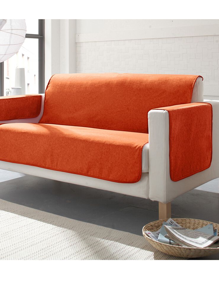 Protège-salon faux-uni antiglisse (orange)