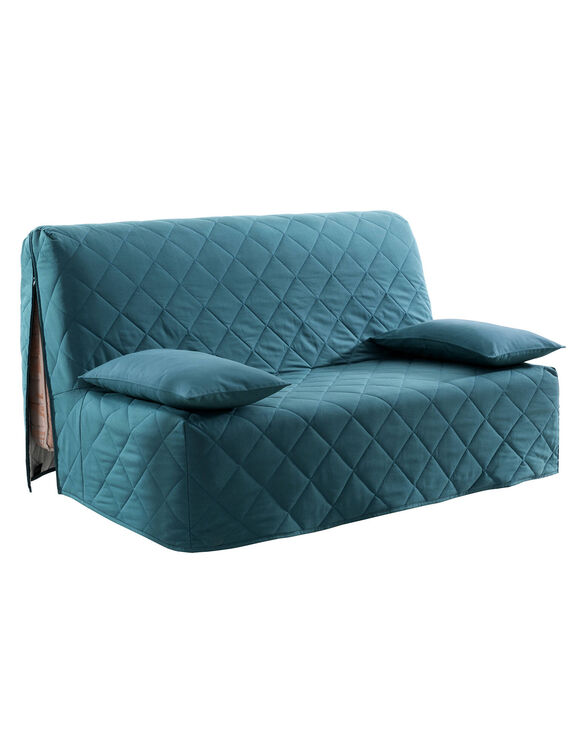 Housse canapé BZ coton bachette uni matelassé (bleu)