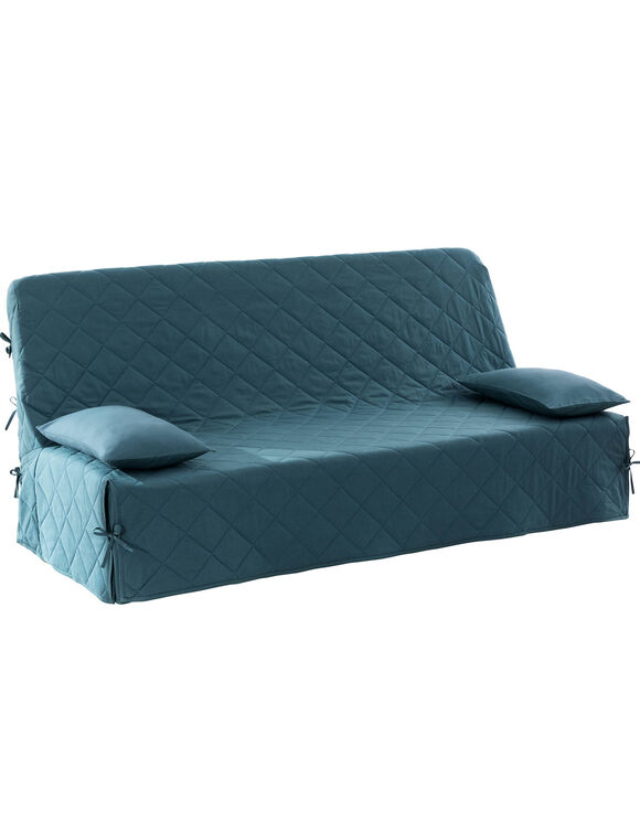 Housse clic-clac standard matelassée coton bachette uni (bleu)