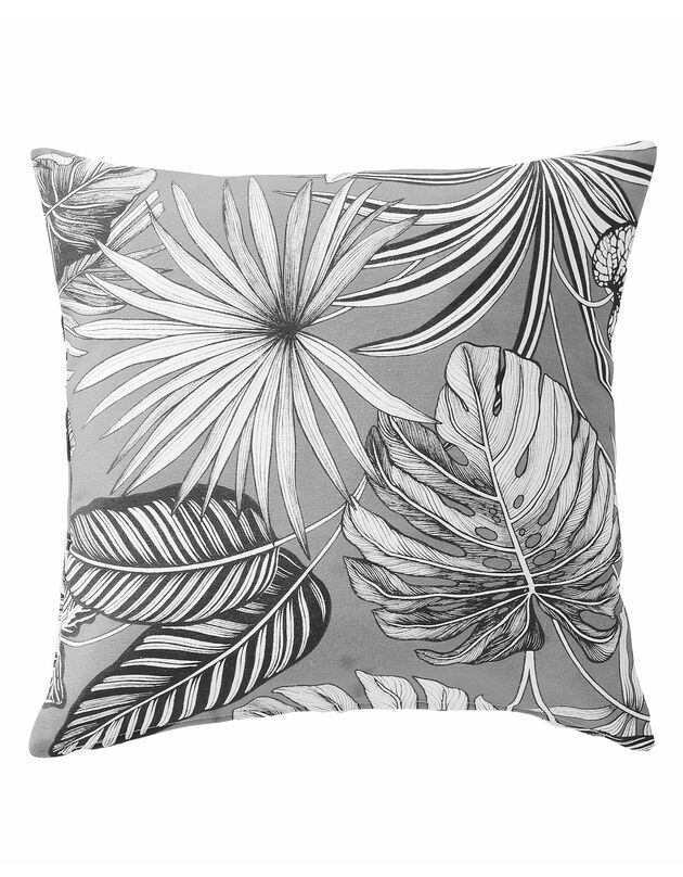 Housse de coussin imprimé tropical - lot de 2 (gris)