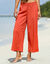 Pantalon large uni, effet seersucker (paprika)