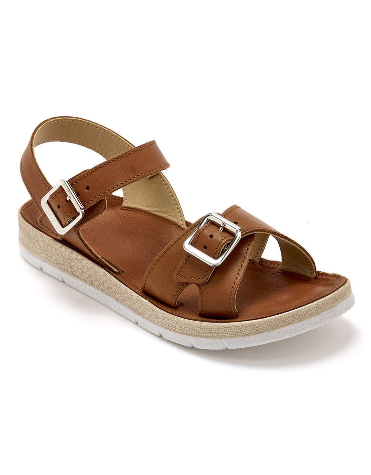 Sandales ouvertes double boucle - largeur confort (marron) Sandales ouvertes double boucle - largeur confort (marron)