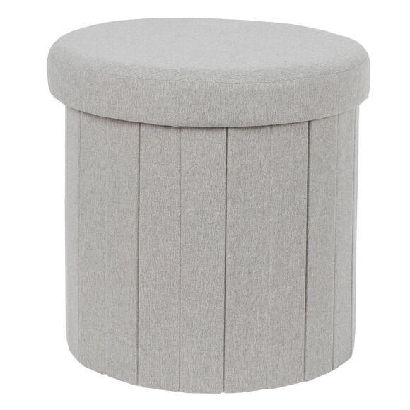 Coffre-pouf cylindrique pliable (gris)