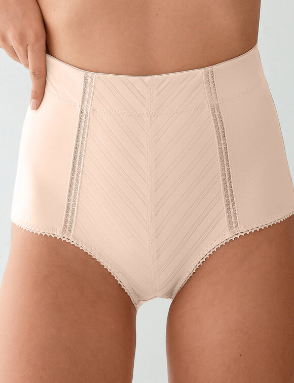 Gaine affinante maille satinée et tulle jacquard - maintien intense (chair)