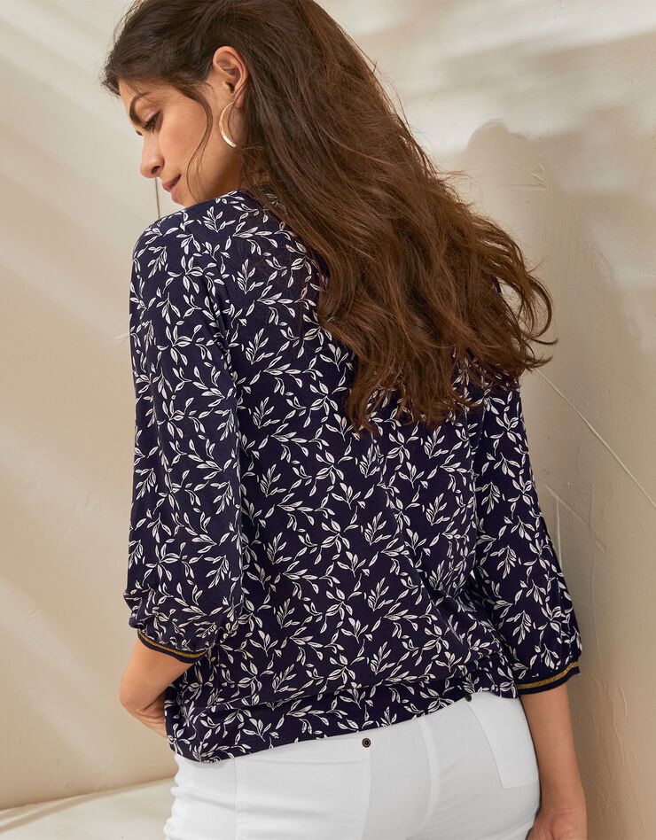 Tee-shirt manches 3/4 imprimé bicolore (marine) Tee-shirt manches 3/4 imprimé bicolore (marine)