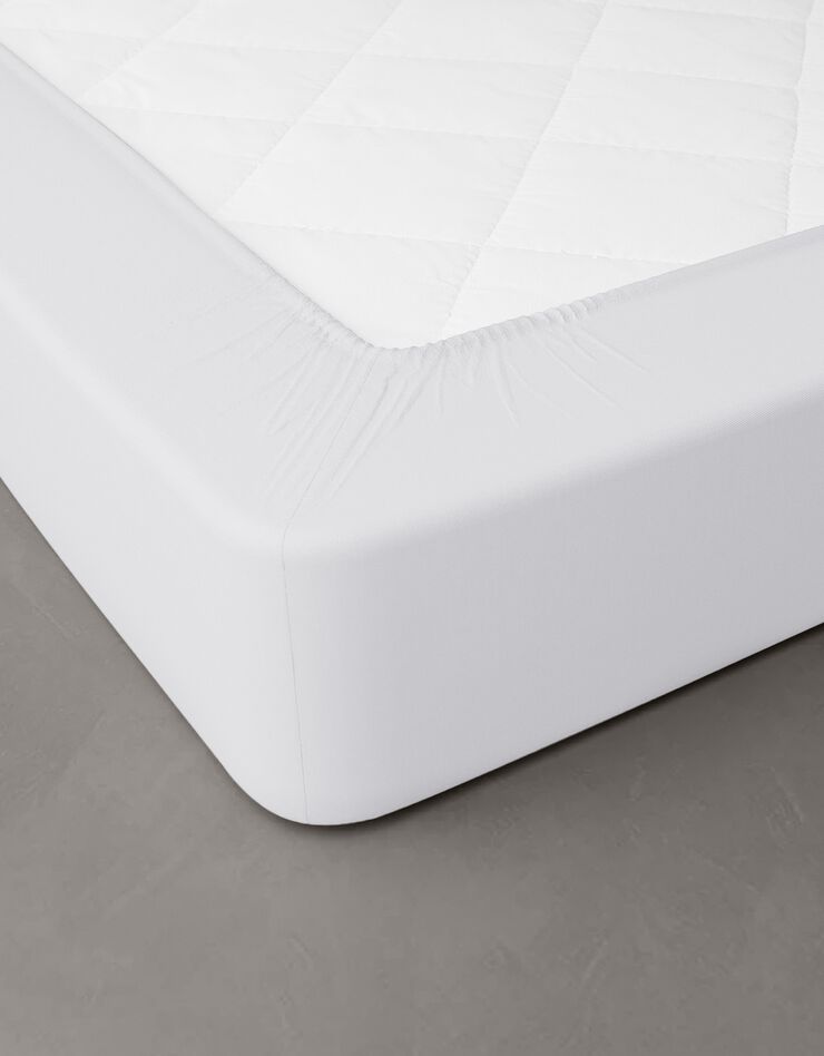 Drap-housse uni percale bonnets 40 cm (blanc)