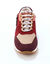 Baskets sneakers cuir, empi&egrave;cements fantaisie contrast&eacute;s (beige / bordeaux)