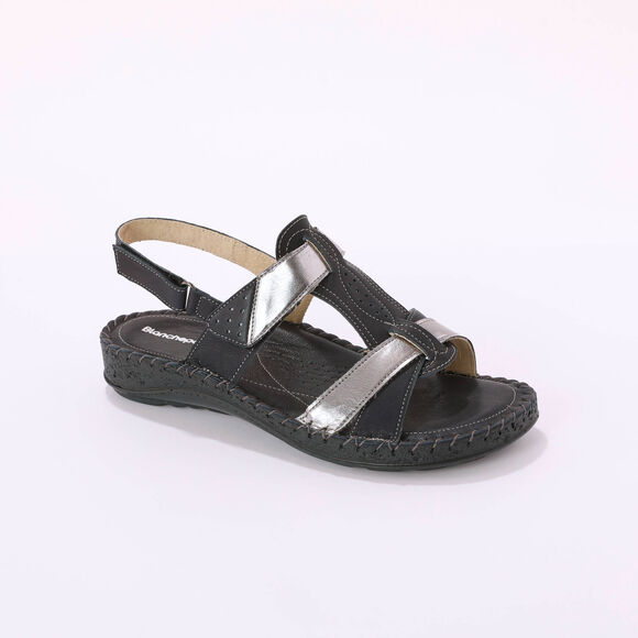 Sandales bicolores en cuir extra souple (marine)