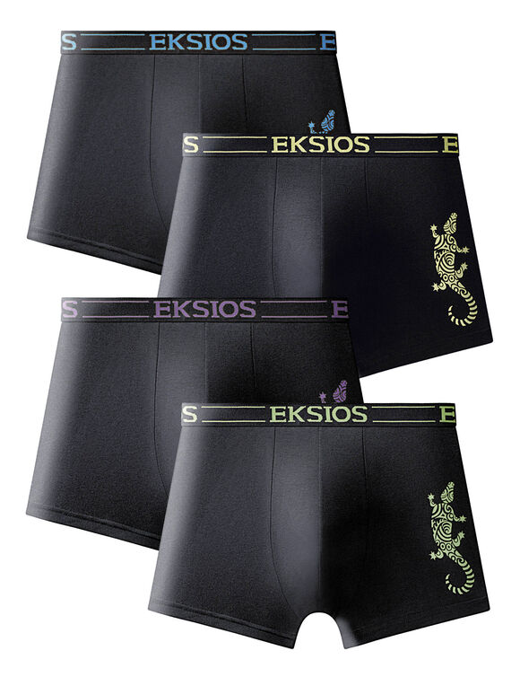 Boxer fermé élastiqué motif "salamandre" - lot de 4 (assortis)