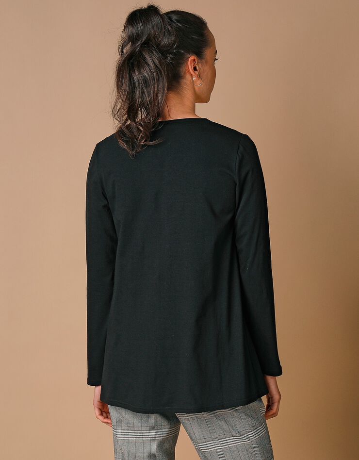 Tunique col rond unie, maille jersey (noir) Tunique col rond unie, maille jersey (noir)