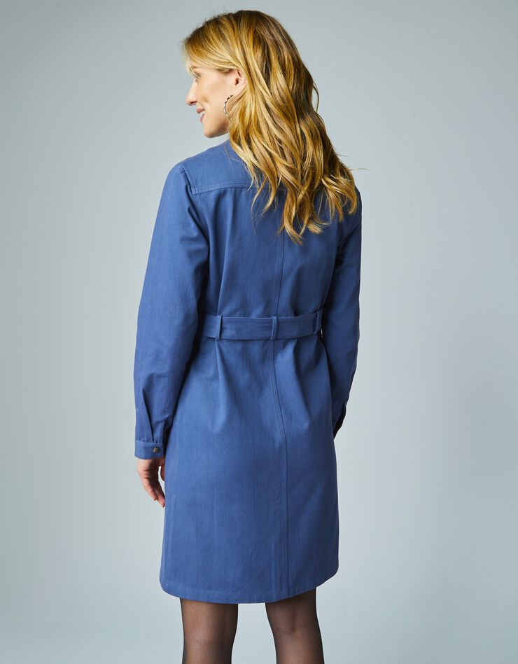 Robe-chemise pressionnée esprit saharienne (bleu jean) Robe-chemise pressionnée esprit saharienne (bleu jean)