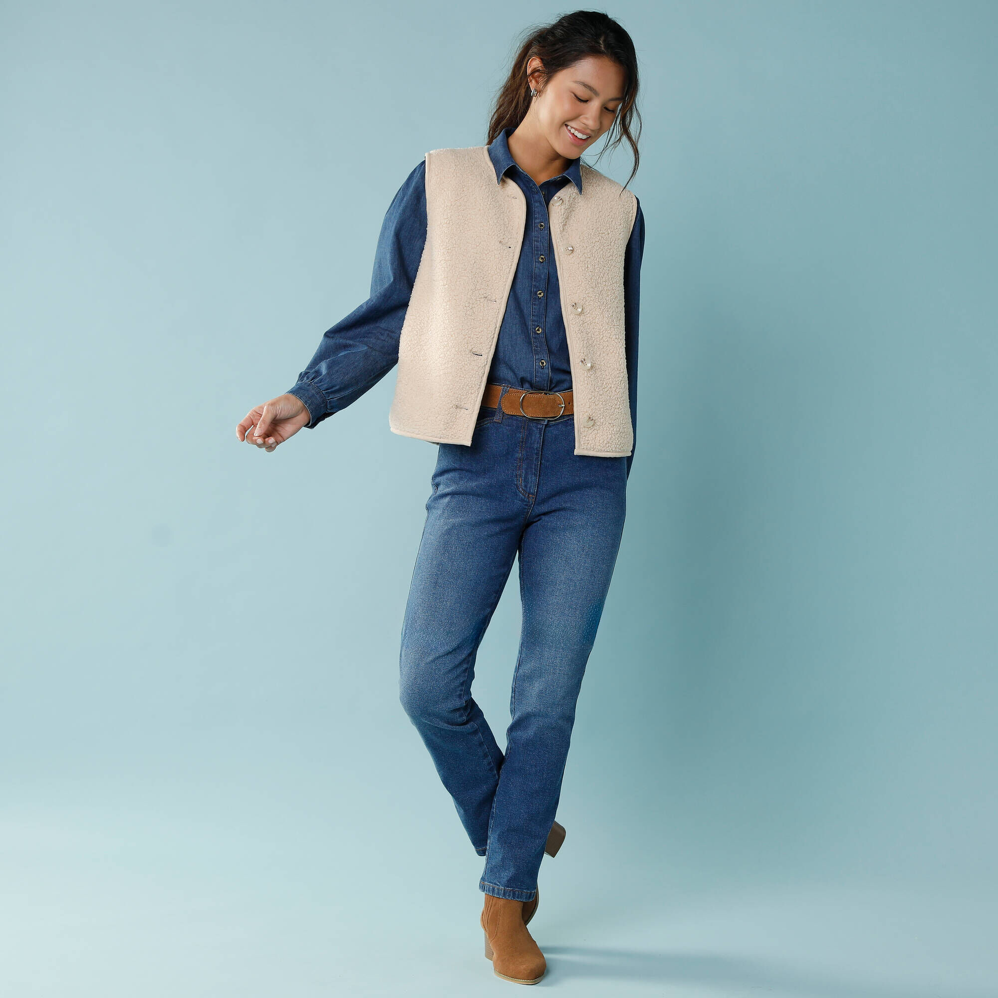 Veste Femme Marron Taille 40 - Daim Et Cuir, Style Parka 3/4, Occasion Très Bon état