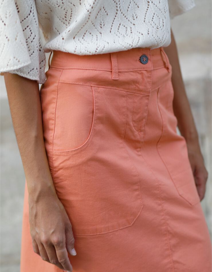 Jupe droite unie, twill (corail) Jupe droite unie, twill (corail)