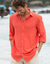 Chemise coton lin manches longues boutonnée (papaye)