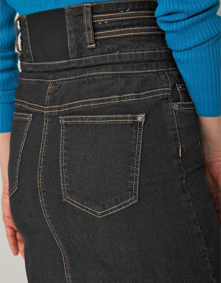 Jupe coupe droite taille haute jean (black) Jupe coupe droite taille haute jean (black)