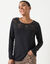 T-shirt col rond manches longues dentelle (noir)