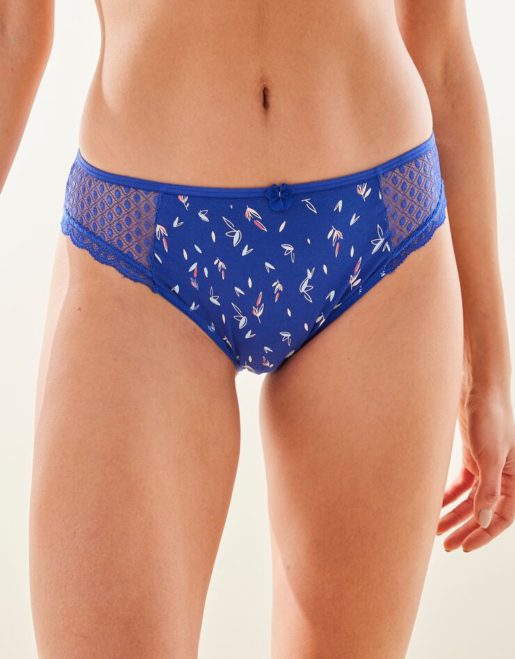 Culotte midi dentelle coton imprimé "feuilles" Tropea - lot de 4 (bleu + rose) Culotte midi dentelle coton imprimé "feuilles" Tropea - lot de 4 (bleu + rose)