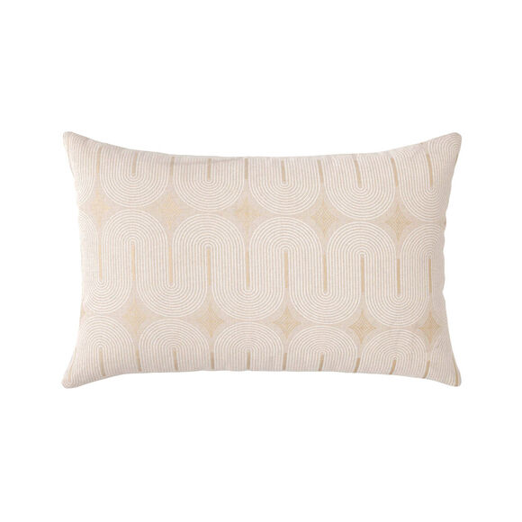 Coussin rectangulaire imprim&eacute; graphique d&eacute;tails dor&eacute;s  (blanc / naturel)
