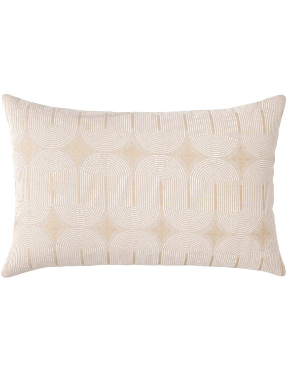 Coussin rectangulaire imprim&eacute; graphique d&eacute;tails dor&eacute;s  (blanc / naturel)