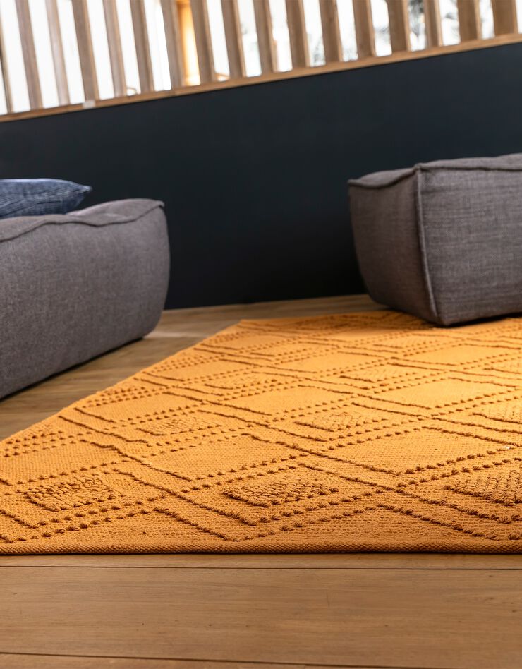 Tapis bouclette en coton imprimé (tabac)