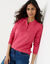 Pull col polo boutonn&eacute;, toucher doux (rose fuchsia)