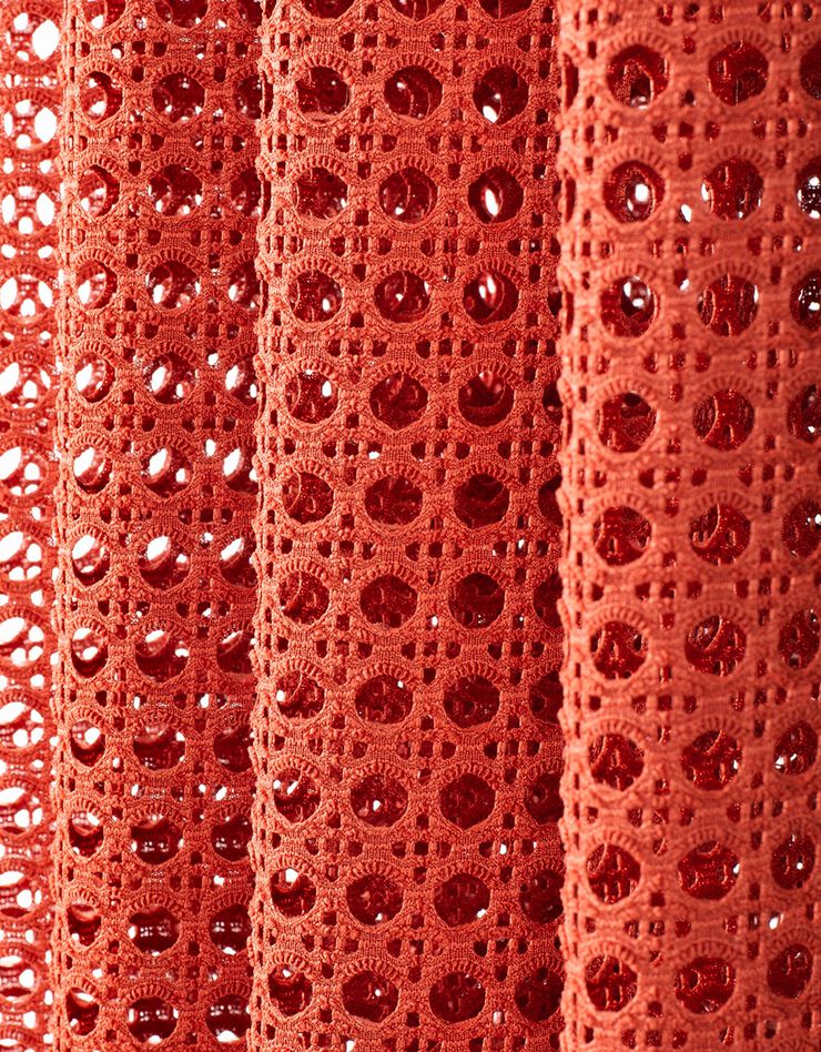 Rideau panneau brodé effet cannage  (terracotta)