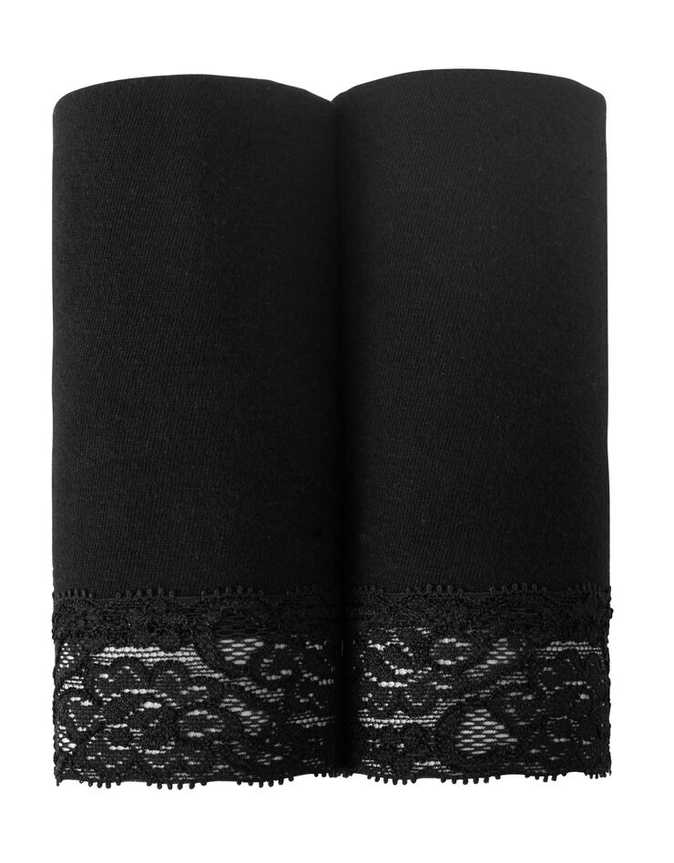 Culotte panty coton et dentelle - lot de 2 (noir)