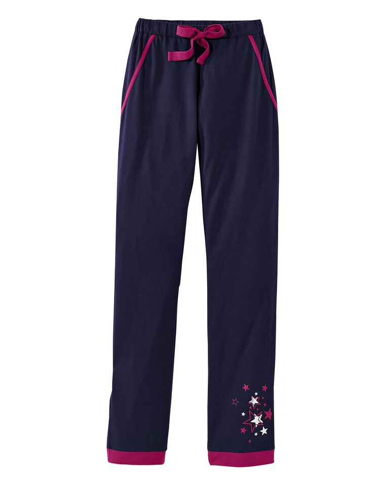 Pantalon uni + étoiles - jersey coton (marine)