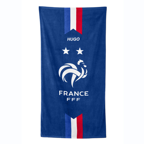 Drap de bain enfant FFF® personnalisable, éponge et velours coton - 320g/m2 (bleu)