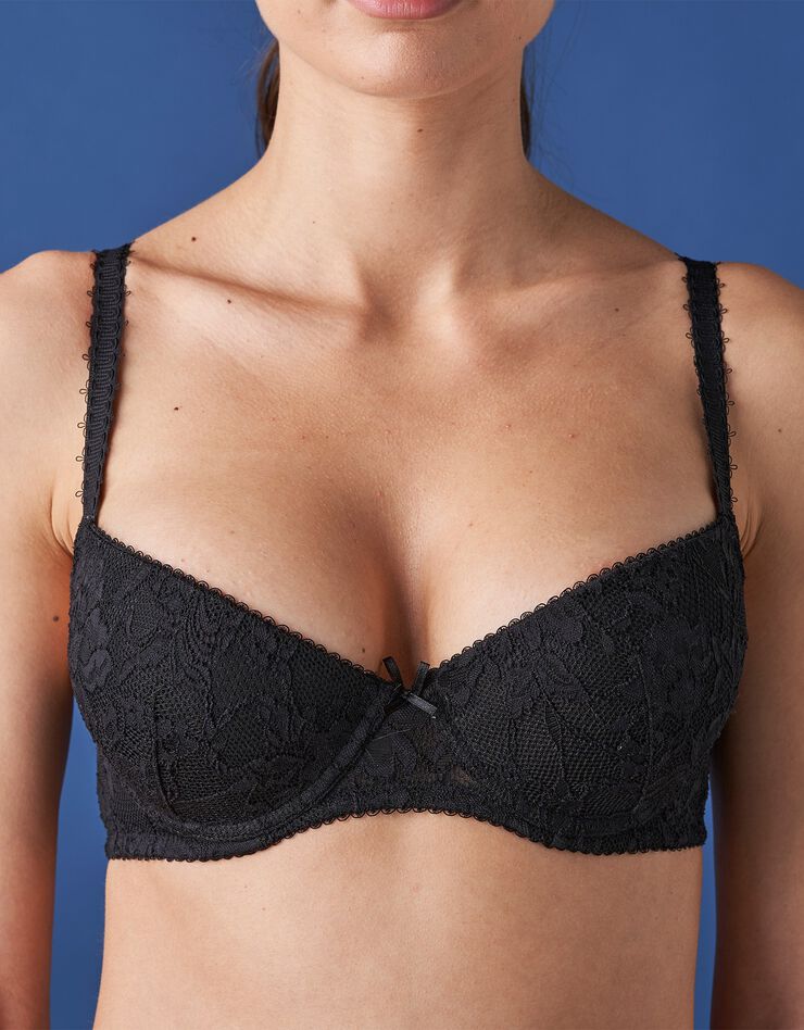 Soutien-gorge dentelle forme corbeille effet push-up - avec armatures (noir) Soutien-gorge dentelle forme corbeille effet push-up - avec armatures (noir)