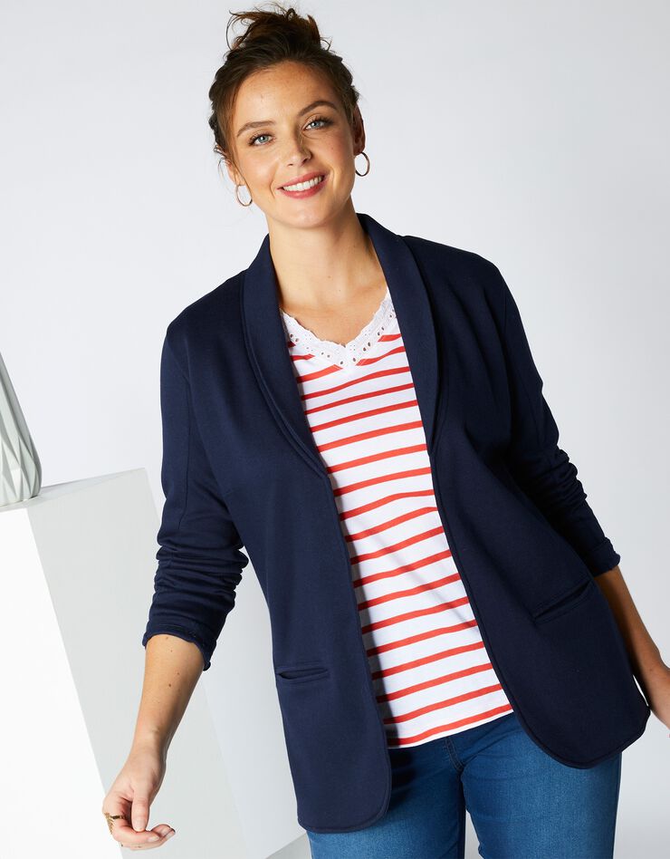 Veste fluide en maille molletonnée (marine) Veste fluide en maille molletonnée (marine)