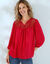 Blouse macramé manches 3/4 (framboise)