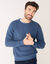 Pull maille gaufrée col rond (bleu ardoise)