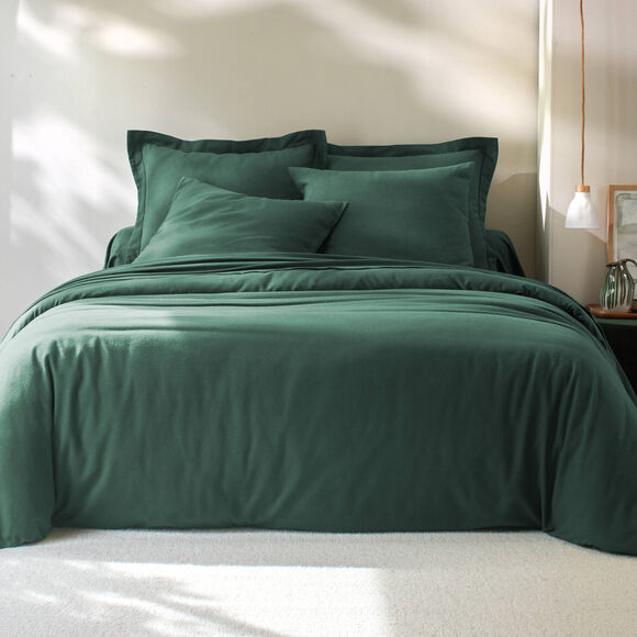 Linge de lit uni flanelle (vert sapin)