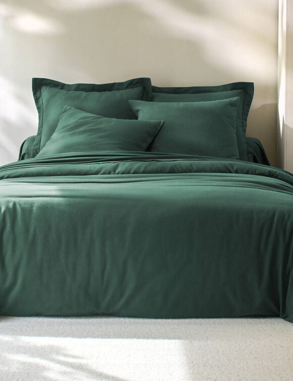 Linge de lit uni flanelle (vert sapin)