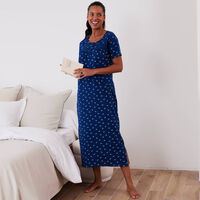 Robe De Nuit Femme Coton Manches Courtes - Col V - Longue Avec Poche - Style Décontracté Maxi