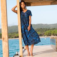 Robe De Plage Tunique été - Coton - Imprimé Graphique - Taille L à XXL