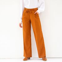 Pantalon De Plage Femme En Coton Et Lin - Coupe Droite, Taille élastique, Poches, Grande Taille, Décontracté Et Confortable