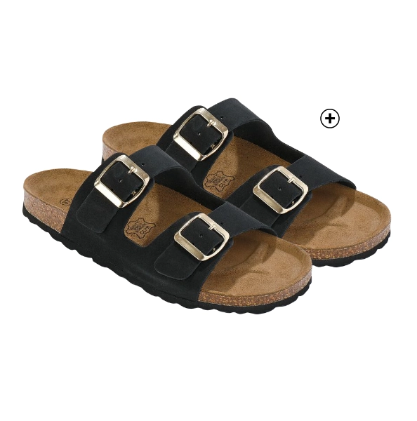 Mules croûte de cuir 2 boucles réglables Mules croûte de cuir 2 boucles réglables noir pas cher | Blancheporte