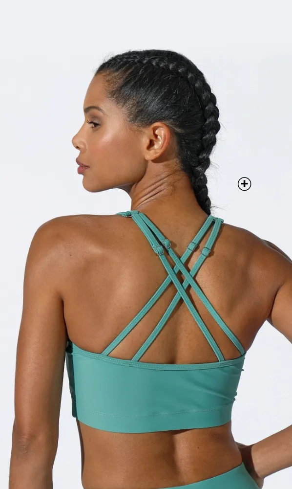 Brassière femme dos croisé en microfibre vert pour tenue de sport pas cher | Blancheporte