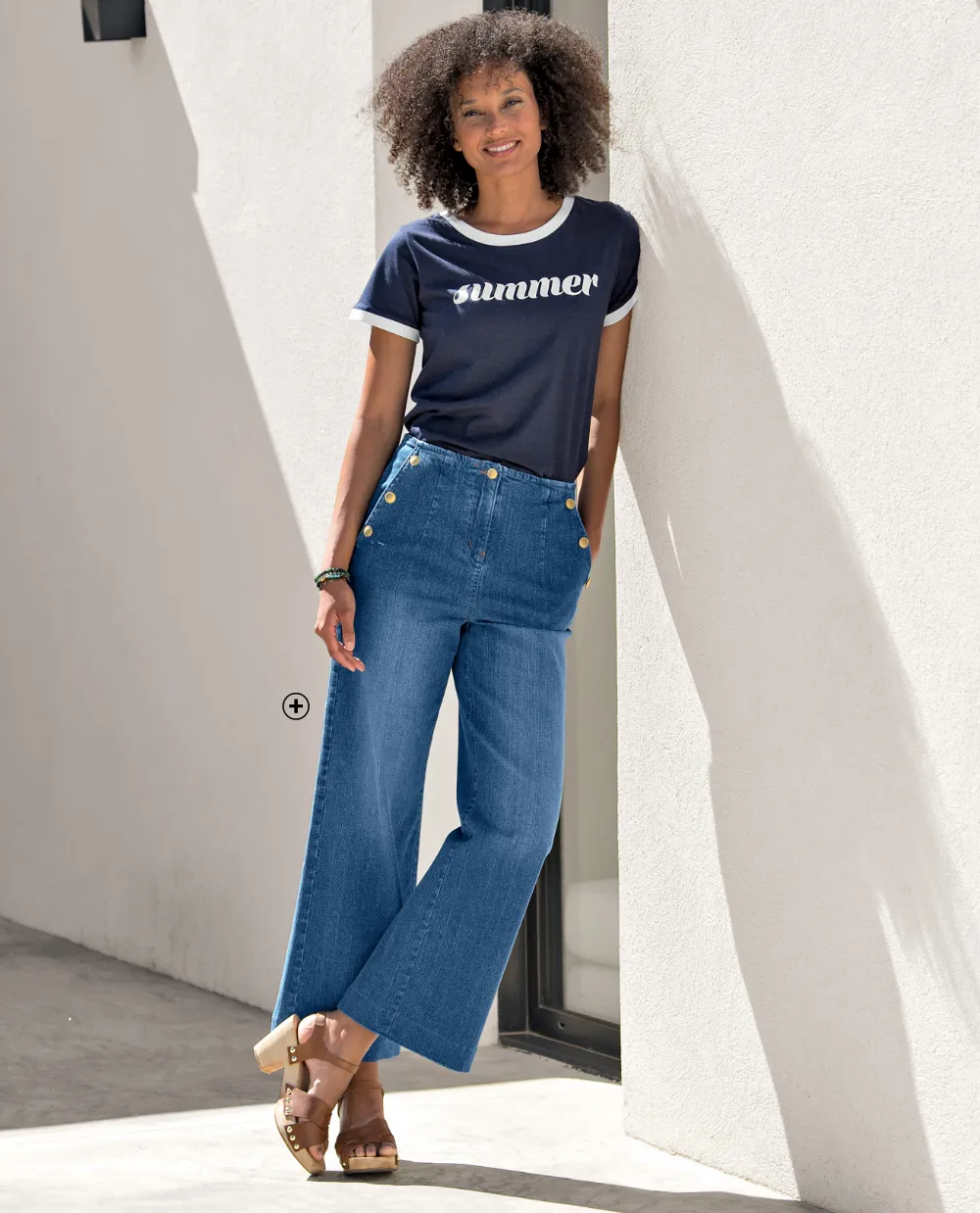 Jean flare taille haute pour femme ronde – met en valeur les courbes avec élégance | Blancheporte