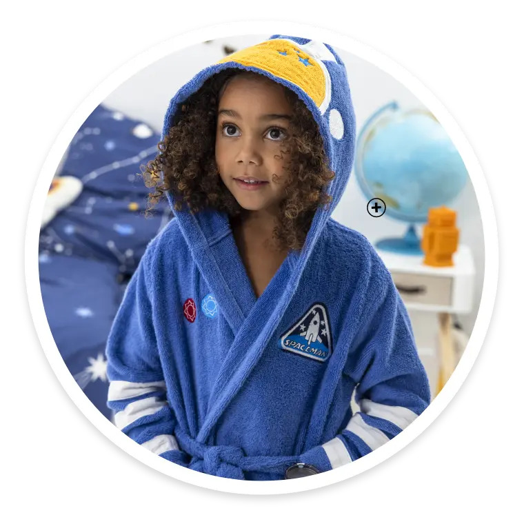 Peignoir de bain astronaute pour enfant en coton bleu pas cher | Blancheporte 