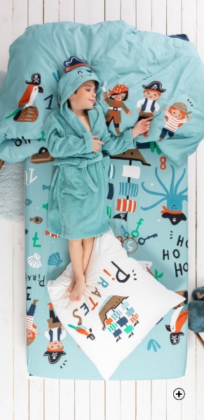 Linge de lit enfant Pirates en coton Linge de lit enfant Colombine des Petits® Pirates en coton Oeko-Tex® bleu pas cher | Blancheporte