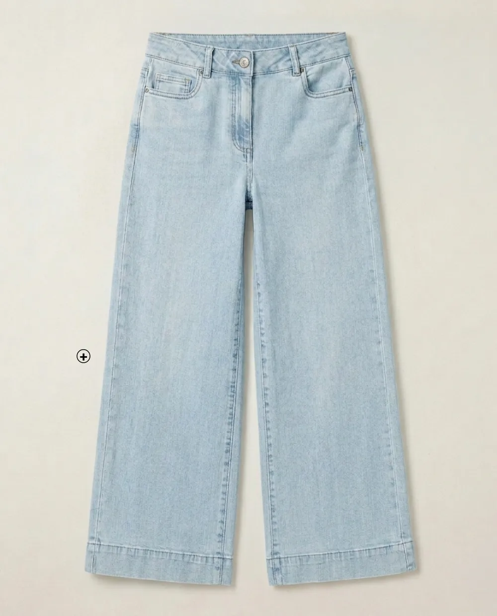 Jean femme taille haute coupe large 7/8ème, spécial petites, matière coton élasthanne, bleu stone - Blog Blancheporte