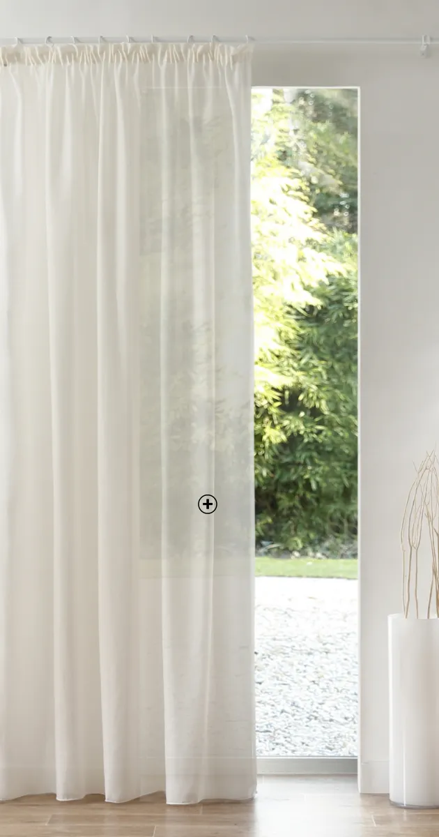 Panneau voilage lin polyester, base plombée, galon fronceur, coloris crème - Blog Blancheporte