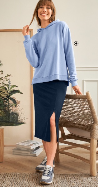 Sweat femme violet à capuche loose manches longues pas cher - Blancheporte