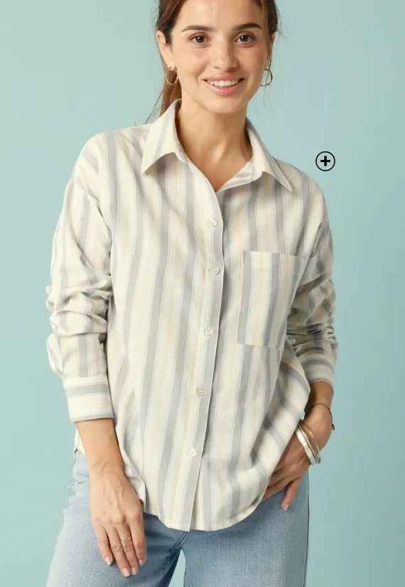 Chemise oversize rayée spéciale petites – style moderne et allongeant | Blog Blancheporte