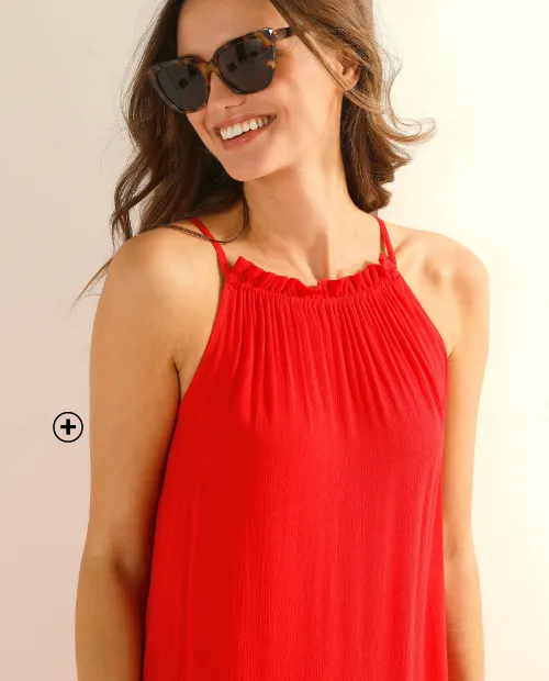 Robe rouge fines bretelles crépon fluide femme - Blog Blancheporte