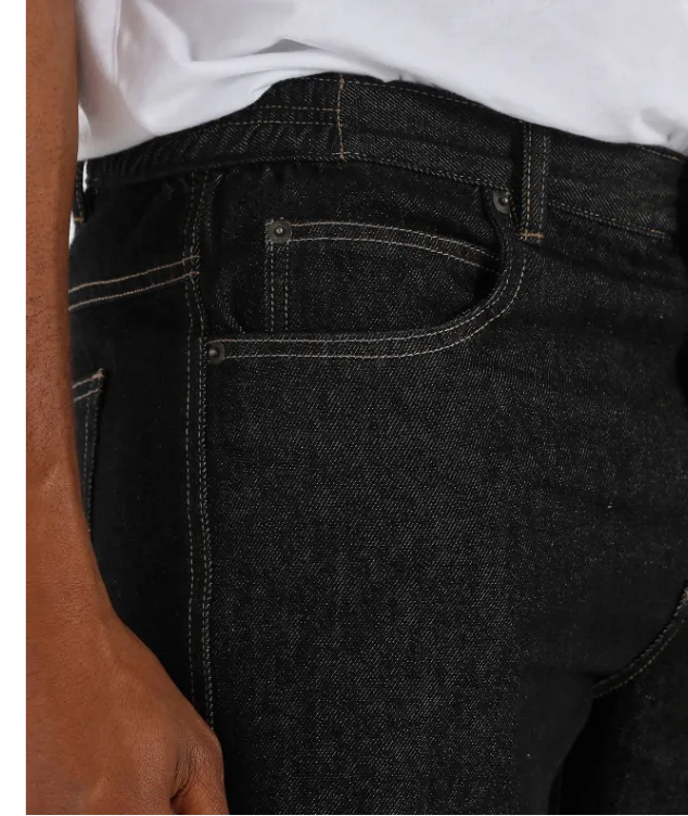 Jean noir droit ceinture élastiquée côtés - L28 - Blog Blancheporte